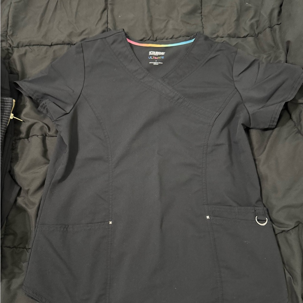 Cherokee V-Neck Black Scrub Top